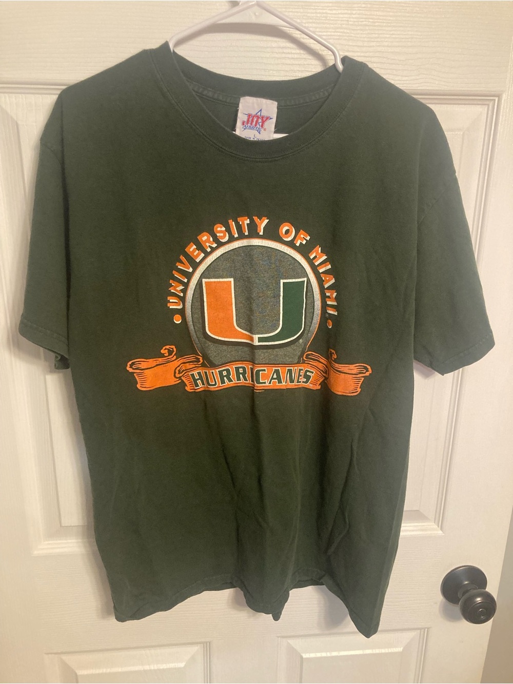 Vintage University of Miami Hurricanes Dark Green Short Sleeve Logo Tee